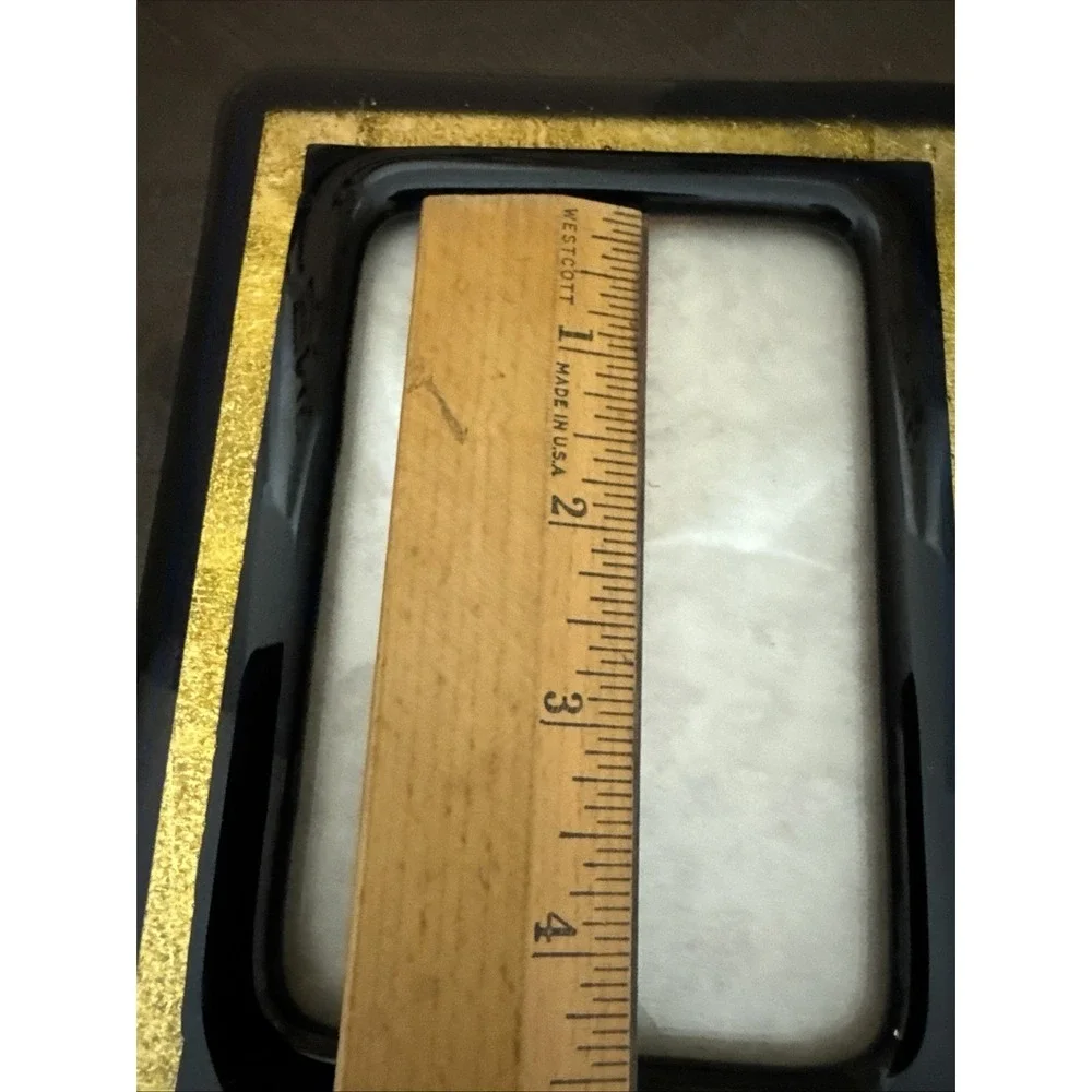 Vintage Glass Picture Frame With Black & Gold Leaf Inlay For 3x5